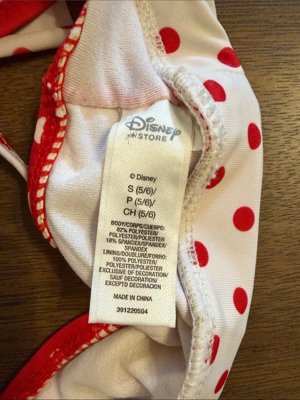 Minnie Mouse Polka Dot Red and White Two-Piece Swim Bikini Size 5/6